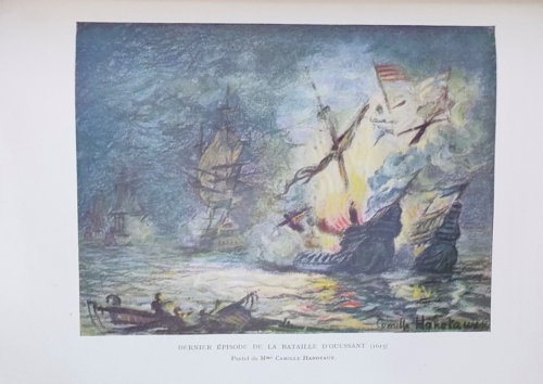 Illustrations de Camille Hanotaux dans les tomes de l'Histoire de la nation française : Bataille d'Ouessant 1615