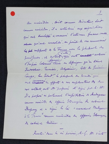 Notice manuscrite sur les travaux de Gabriel Hanotaux p.3