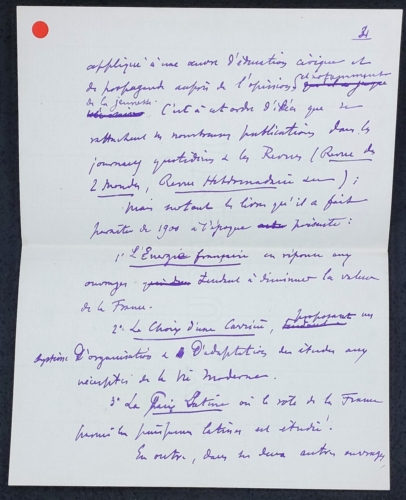 Notice manuscrite sur les travaux de Gabriel Hanotaux p.4